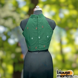  Bottle Green Jamdani | Halterneck Sleeveless