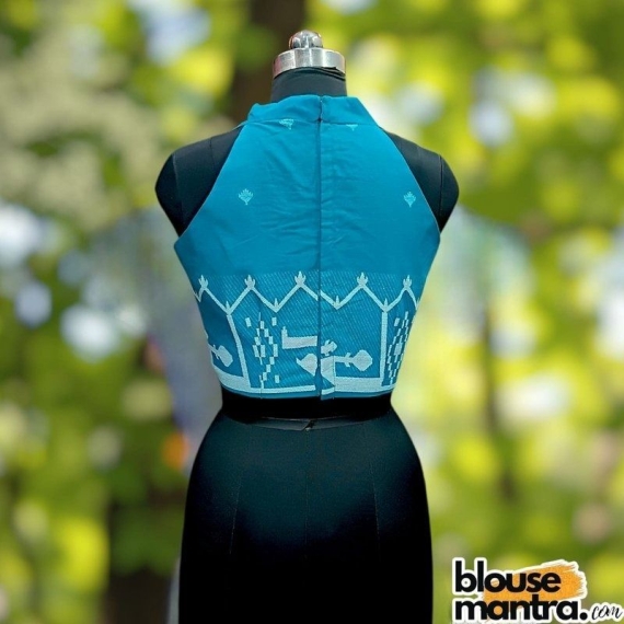 Sea Green Jamdani | With Paar | Halterneck Sleeveless