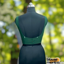  Bottle Green Jamdani | Round Neck Sleeveless