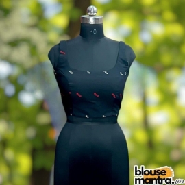 Black Jamdani | White & Red squares |Round Neck Sleeveless