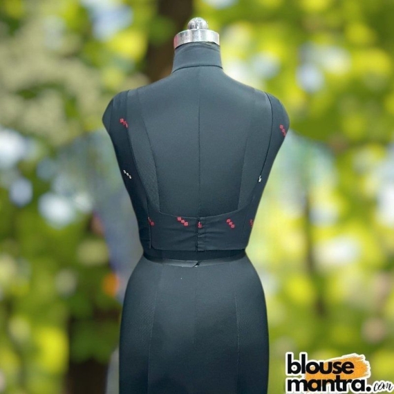 Black Jamdani | White & Red squares |Round Neck Sleeveless