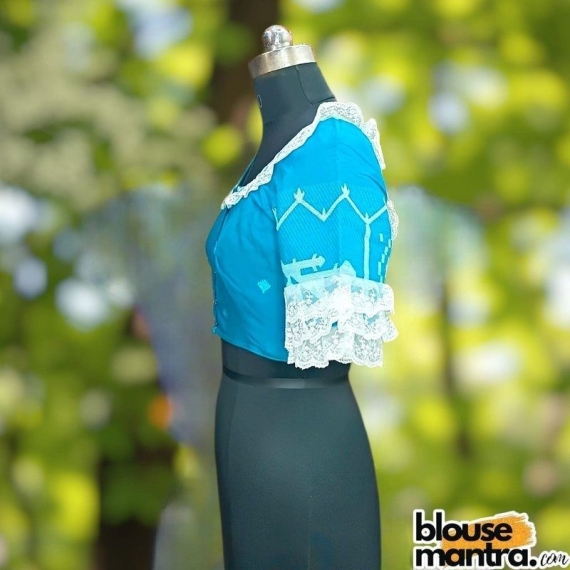 Sea Green Jamdani | Net Lace around the neck & Sleeve Glass Sleeve