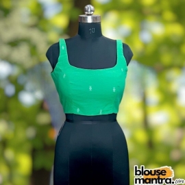 Parrot Green Jamdani | Round Neck Sleeveless