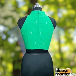 Parrot Green Jamdani | Halterneck Sleeveless
