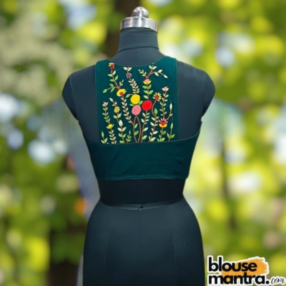  Blackish Green Khadi | Razor Cut | Hand Embroidery