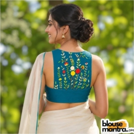  Sea Green Khadi | Razor Cut | Hand Embroidery