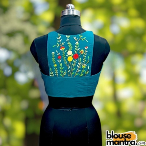  Sea Green Khadi | Razor Cut | Hand Embroidery