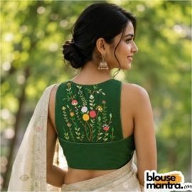 Mehendi Green Khadi | Razor Cut | Hand Embroidery