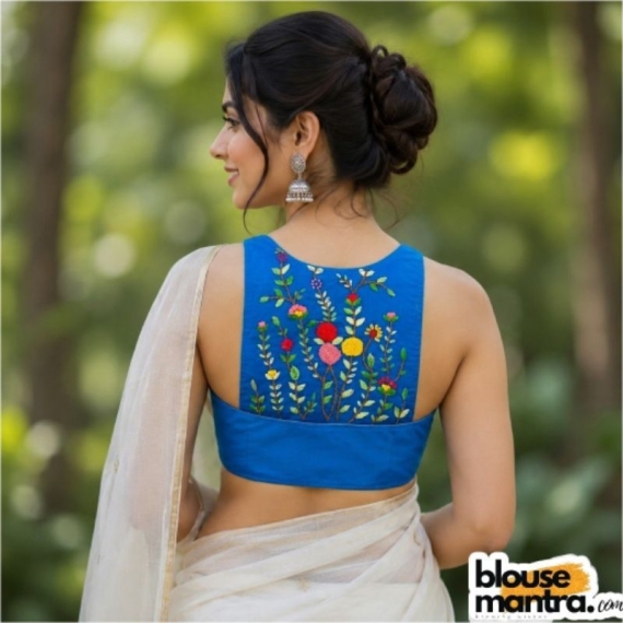 Sky Blue Khadi | Razor Cut | Hand Embroidery