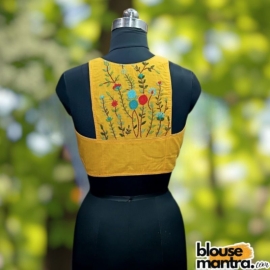 Yellow Khadi | Razor Cut | Hand Embroidery