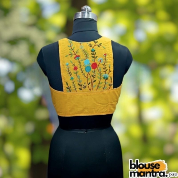 Yellow Khadi | Razor Cut | Hand Embroidery