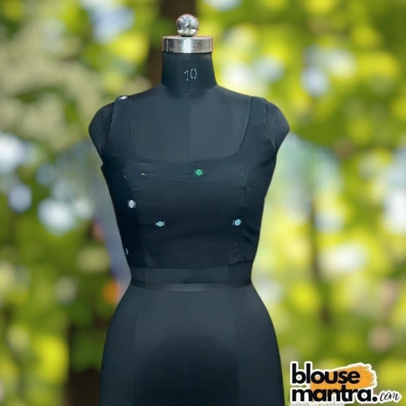 Black Jamdani | Multi colour weaving | Round neck Sleeveless