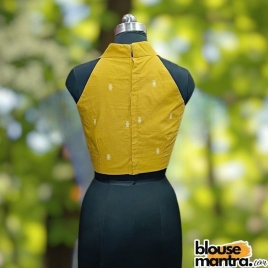 Yellow Jamdani | Halterneck Sleeveless