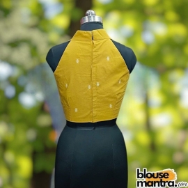 Yellow Jamdani | Halterneck Sleeveless