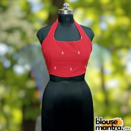 Red Jamdani |With paar | Halterneck Sleeveless