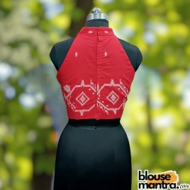 Red Jamdani |With paar | Halterneck Sleeveless