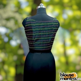  Blackish Green Ikkat | Front Square Neck | Back Boat Neck Sleeveless