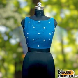  Firoza Blue Mangal Giri | Front Boat Neck | Back V Neck Sleeveless