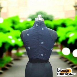 Navy Blue Jamdani | Block |Halterneck Sleeveless