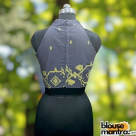 Dark Grey Jamdani | With Paar | Halterneck Sleeveless