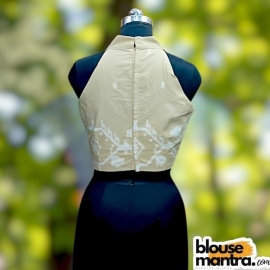  Beige With White Jamdani | With Paar | Halterneck Sleeveless