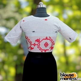 White check Jamdani | Choli Cut Glass Sleeve