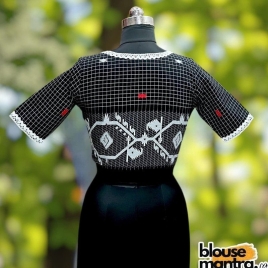 Black check Jamdani | Choli Cut Glass Sleeve