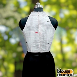 White Check Jamdani | Halterneck Sleeveless
