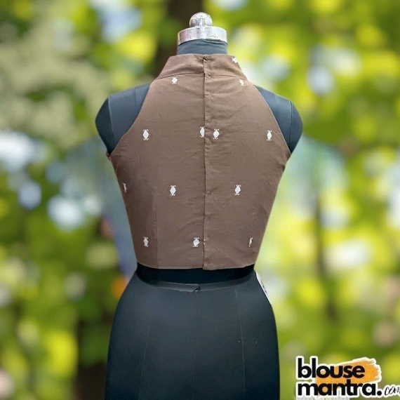 Coffee Jamdani | Halterneck Sleeveless