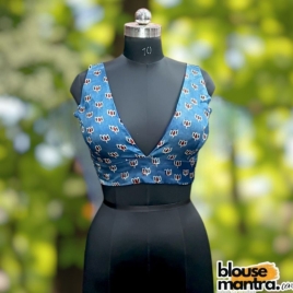  Blue Modal Ajrakh | Celeb Cut Sleeveless