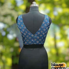  Blue Modal Ajrakh | Celeb Cut Sleeveless
