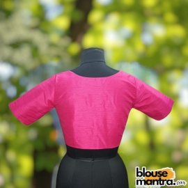 Pink Raw Silk | Front V Neck | Back Boat Neck Glass Sleeve