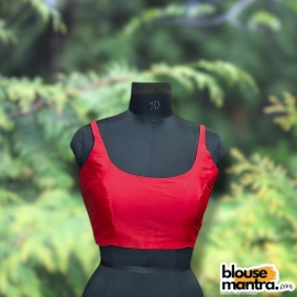 Red Samu Silk| Round Neck Sleeveless