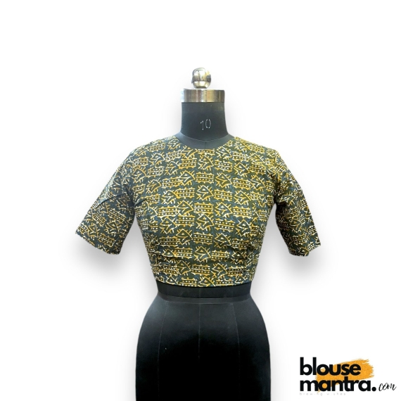 2865 Cotton Print | Brown & Blue | Corporate Back Open