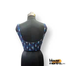 2889 Black & Blue Ikkat Print | U neck on Both side 