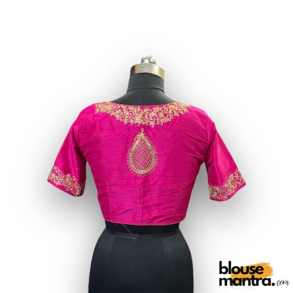 2908 Pink Raw Silk  |  Golden Zari Drop On Back