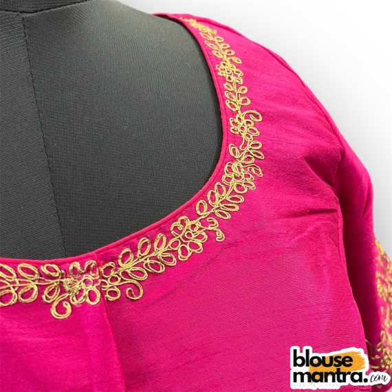 2908 Pink Raw Silk  |  Golden Zari Drop On Back