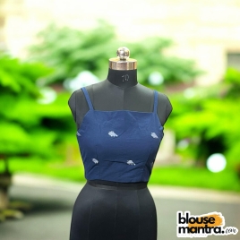 3153 Navy Blue Jamdani | Noodle strap