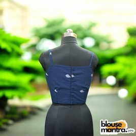 3153 Navy Blue Jamdani | Noodle strap