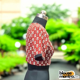 3167 Rust Ajrakh |  Black Patti & show Button 