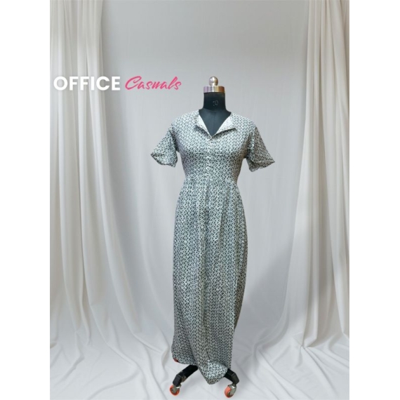 2085 White & Grey long Dress